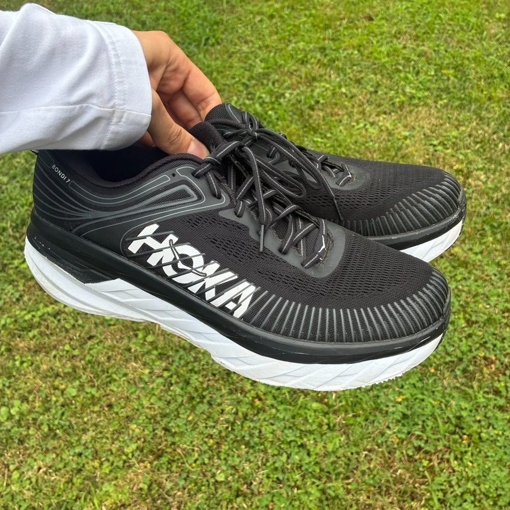 Hoka Bondi 7 Black White Men's Road Running Sneakers Size 12.5